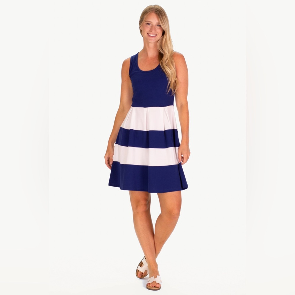 Duffield Lane - THE PIQUE LUDINGTON DRESS IN ROYAL NAVY AND WHITE